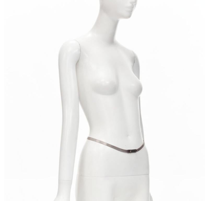 GUCCI Vintage Y2K silver tone interlocking GG logo buckle chainmail skinny belt In Fair Condition In Hong Kong, NT