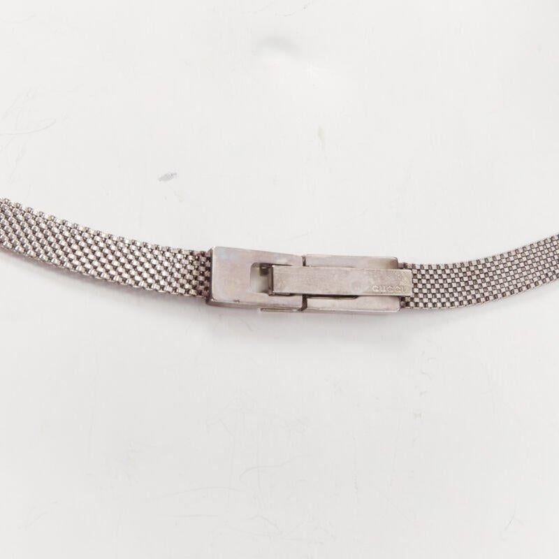GUCCI Vintage Y2K silver tone interlocking GG logo buckle chainmail skinny belt For Sale 2