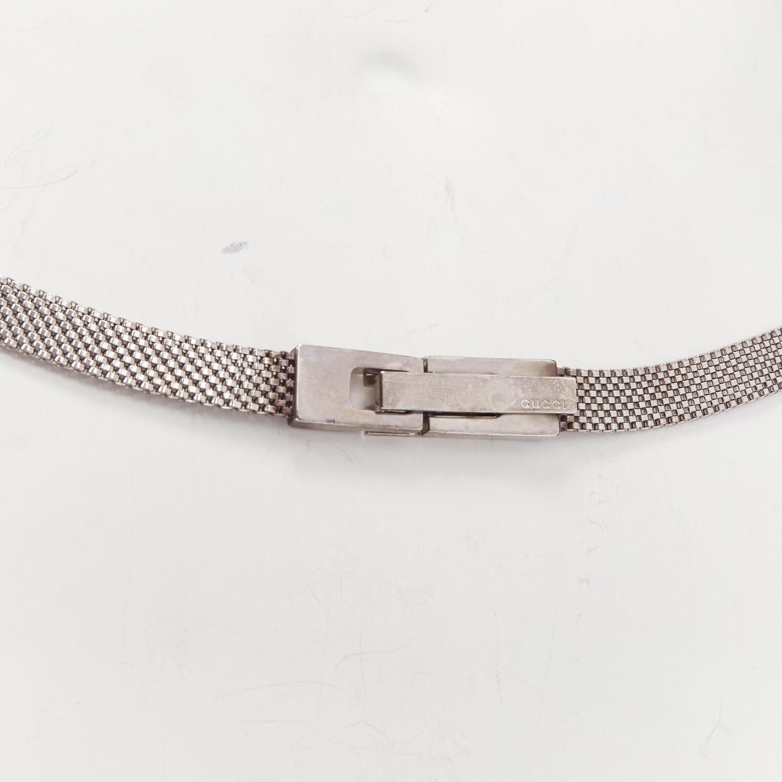GUCCI Vintage Y2K silver tone interlocking GG logo buckle chainmail skinny belt For Sale 2