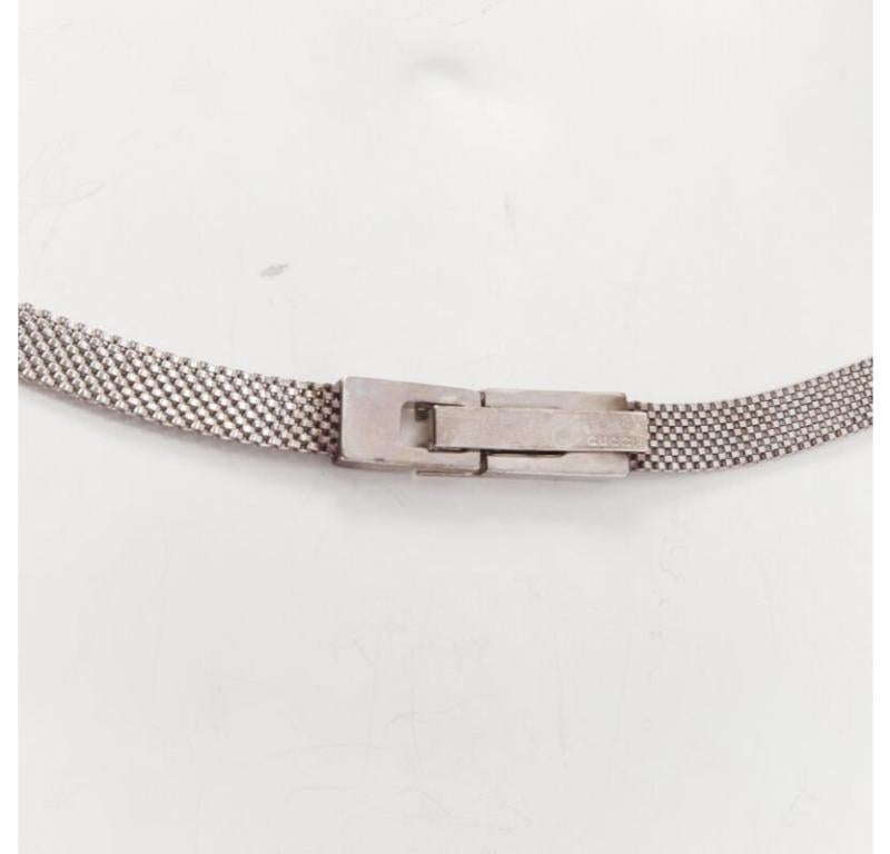 GUCCI Vintage Y2K silver tone interlocking GG logo buckle chainmail skinny belt 3