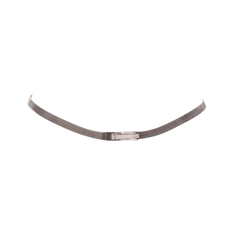 GUCCI Vintage Y2K silberfarbener ineinandergreifender GG Logo-Schnalle Kettenhemd Skinny-Gürtel