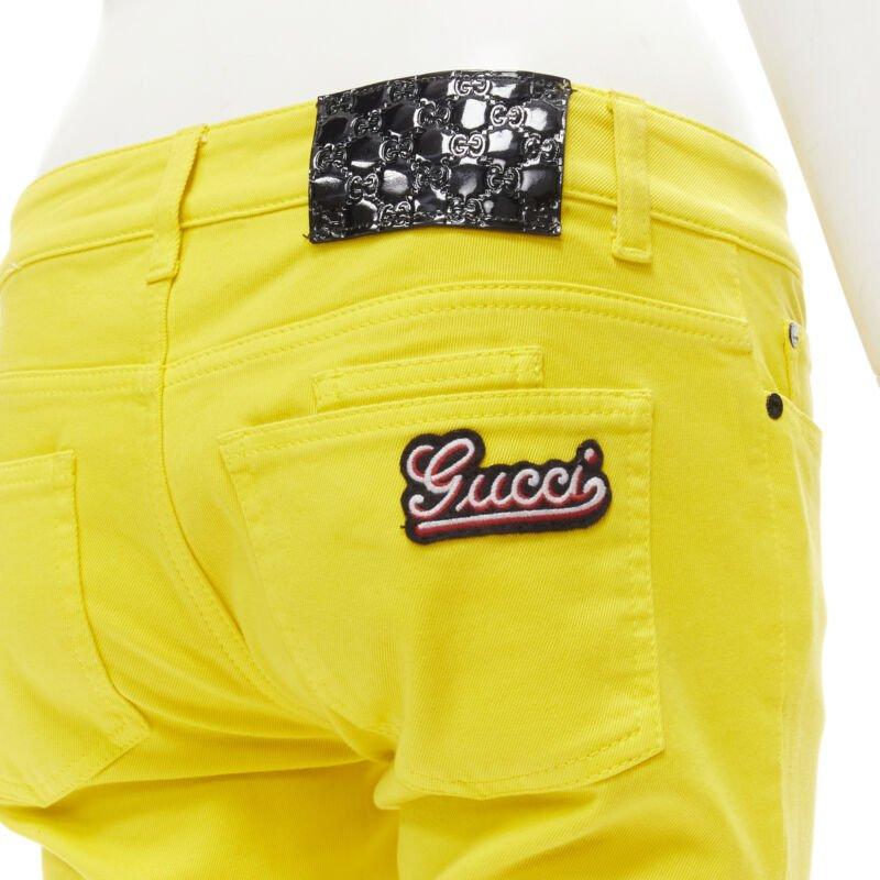 GUCCI Vintage Y2K yellow GG logo embroidery patent tag knee length jeans IT38 XS
Reference: ANWU/A00701
Brand: Gucci
Material: Feels like cotton
Color: Yellow
Pattern: Solid
Closure: Zip
Extra Details: 6-pocket design. Black patent GG monogram.