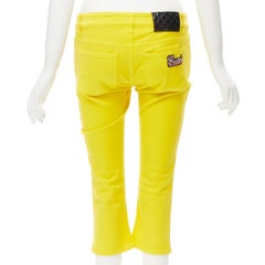 GUCCI Vintage Y2K yellow GG logo embroidery patent tag knee length jeans IT38 XS