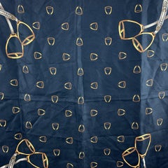 Gucci Vintage Yellow Black Stirrup Equestrian Themed Silk Scarf
