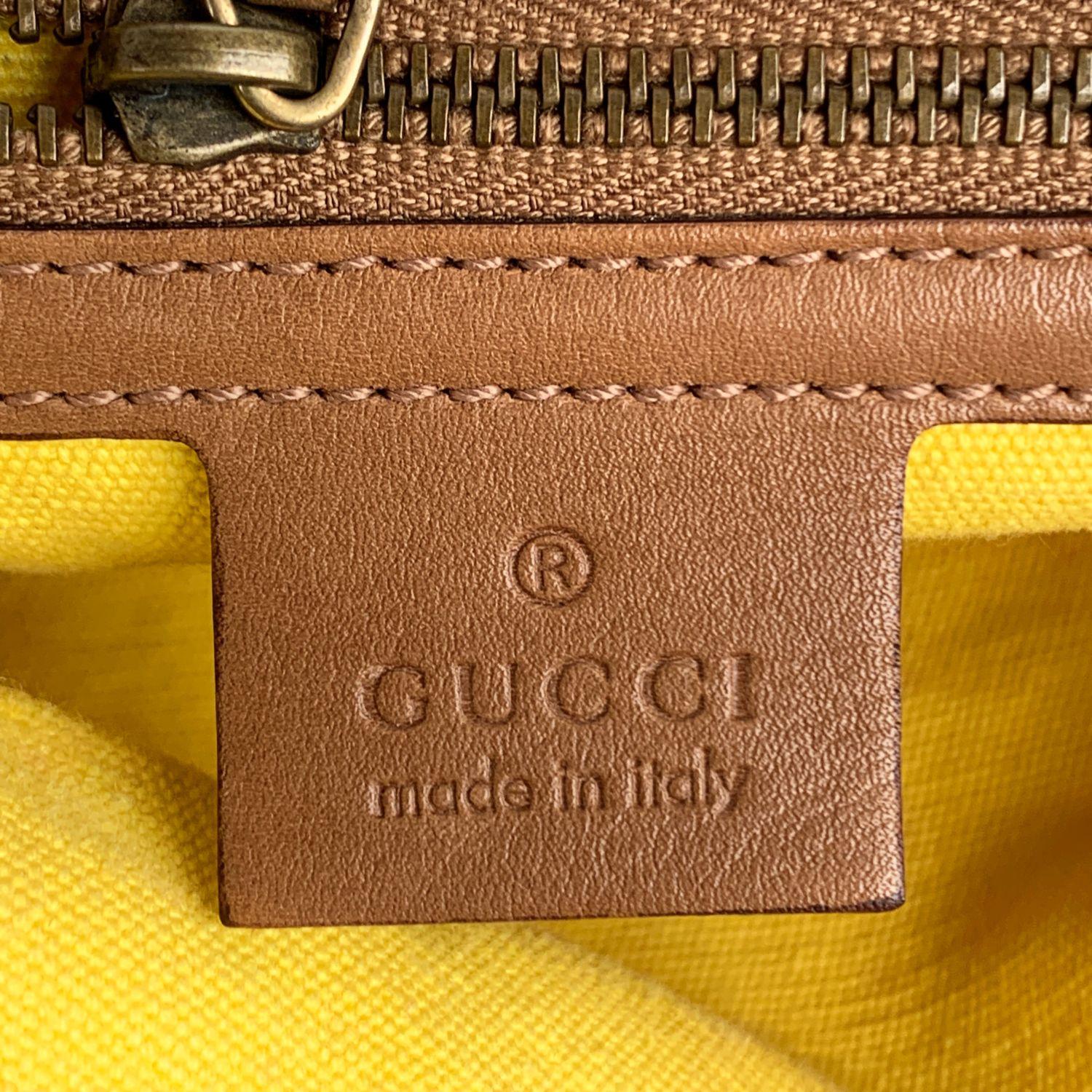 Gucci Yellow Canvas Small Bamboo Handles Tote Bag Handbag In Good Condition In Rome, Rome