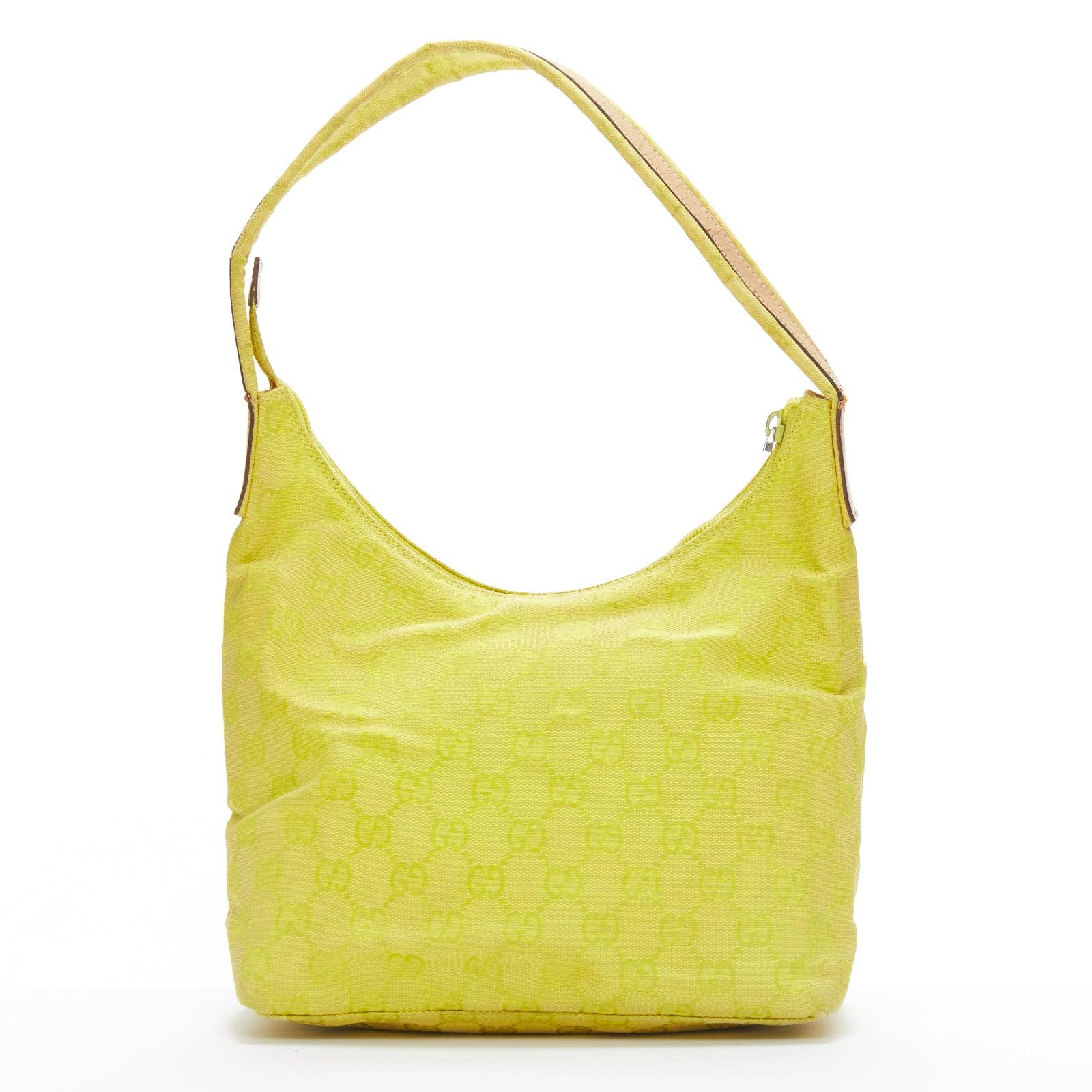 Women's GUCCI Vintage yellow GG monogram canvas small hobo shoulder bag For Sale