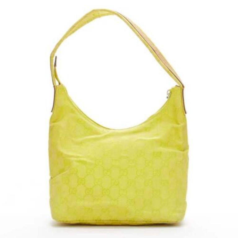 De las mujeres GUCCI Vintage amarillo GG monograma lona pequeño hobo bandolera en venta