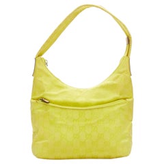 GUCCI Vintage Gelbe GG Monogramm Canvas kleine Hobo Umhängetasche