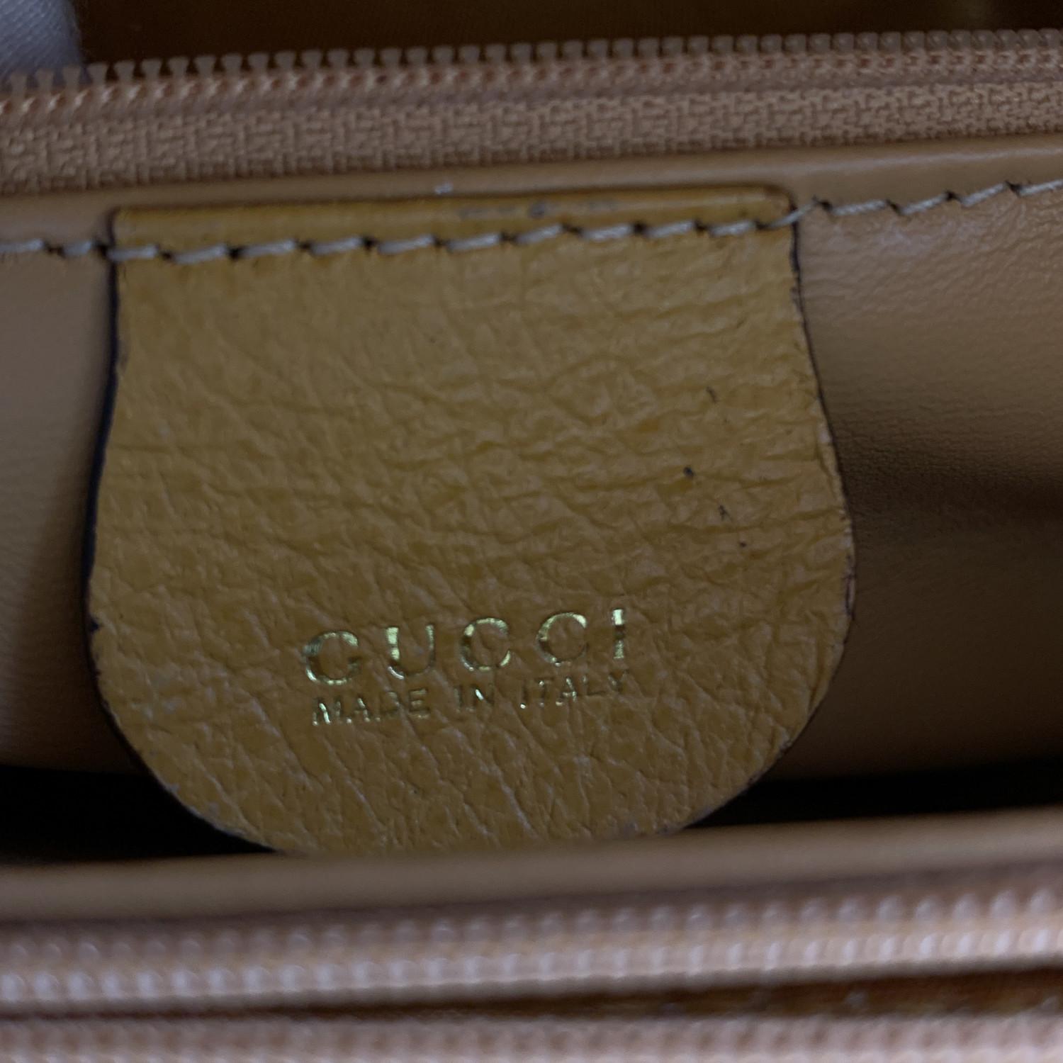 Women's Gucci Vintage Yellow Leather Princess Diana Bamboo Tote Bag