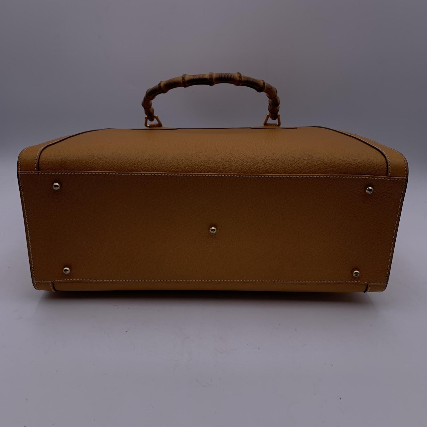 Gucci Vintage Yellow Leather Princess Diana Bamboo Tote Bag 3