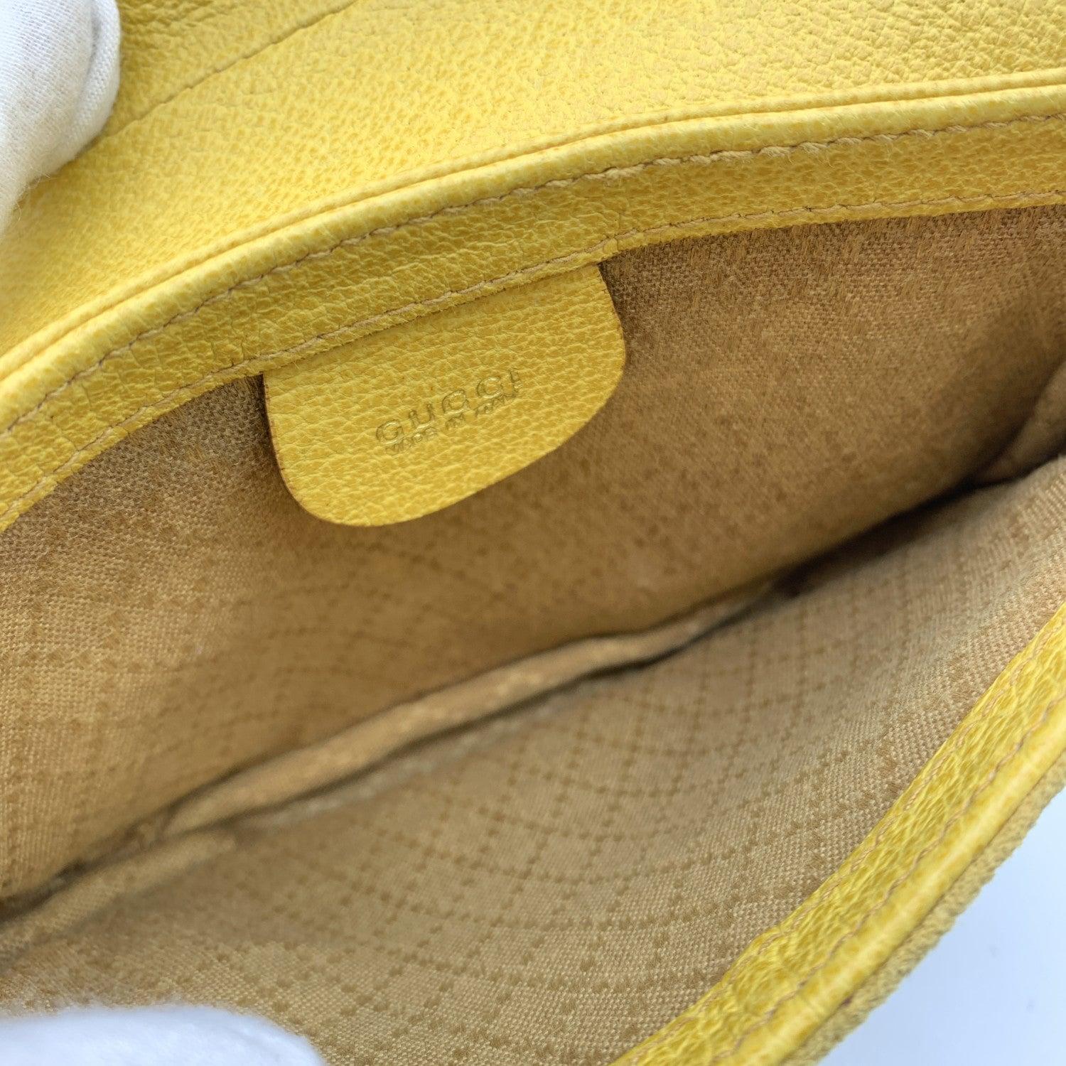 Women's Gucci Vintage Yellow Leather Suede Saddle Convertible Belt Bag