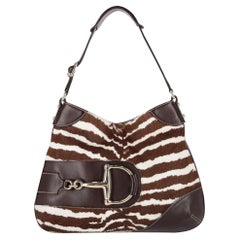 Gucci Vintage Zebra Pony Hair & Leather Hobo Bag With A Horsebit Buckle Gucci Vintage Zebra Pony Hair & Leather Hobo Bag With A Horsebit Buckle