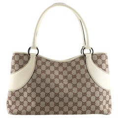 gucci gg tote with leather details Gucci Vintage Zip Tote GG Canvas with Leather Medium