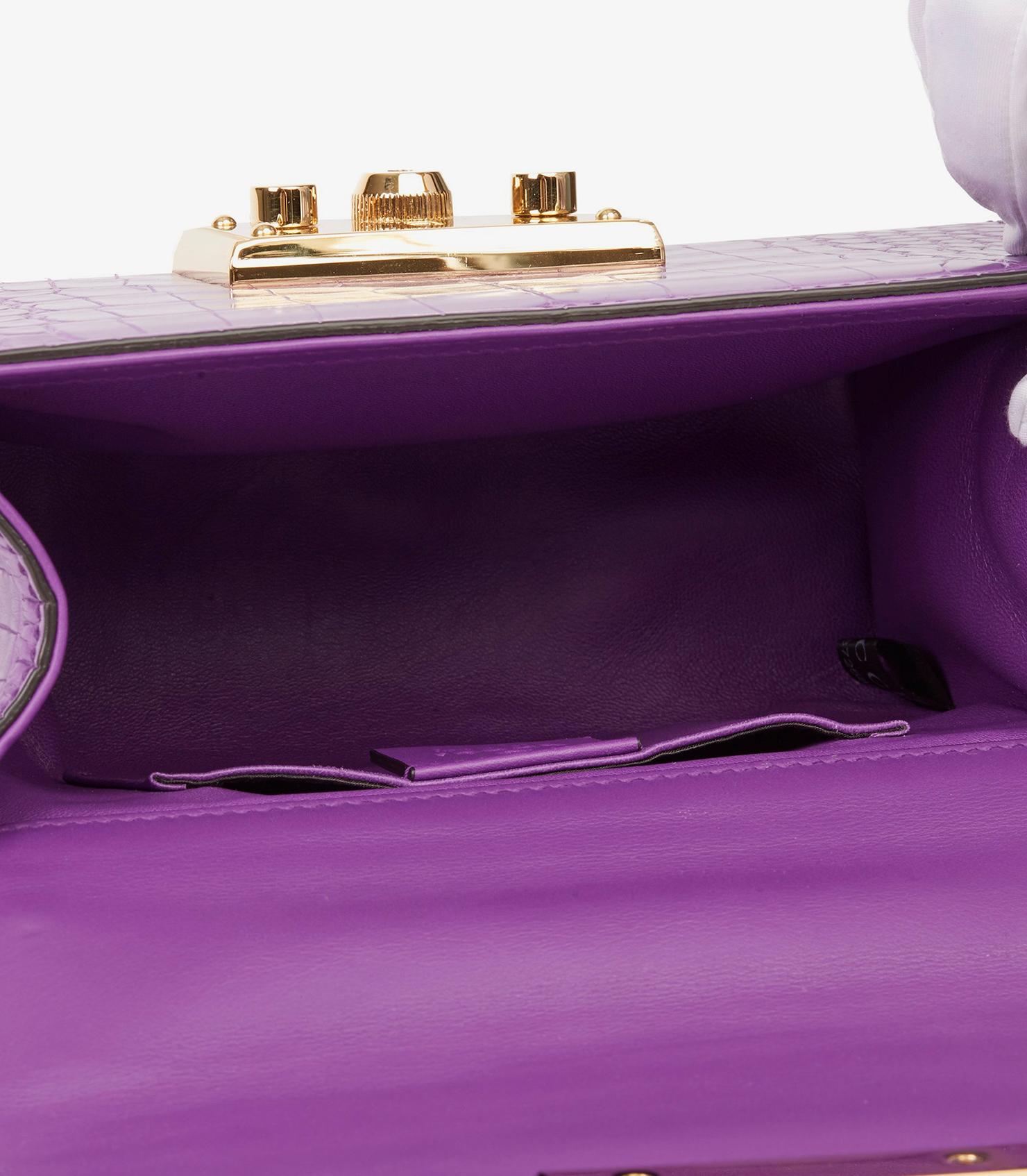 Gucci Violet Cyclamen Matte Alligator Leather Small Padlock Shoulder Bag For Sale 5