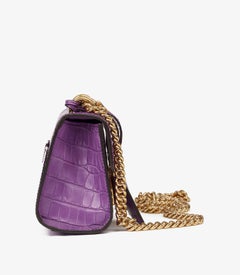Gucci Violet Cyclamen Matte Alligator Leather Small Padlock Shoulder Bag
