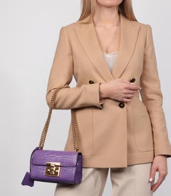 Gucci Violet Cyclamen Matte Alligator Leather Small Padlock Shoulder Bag