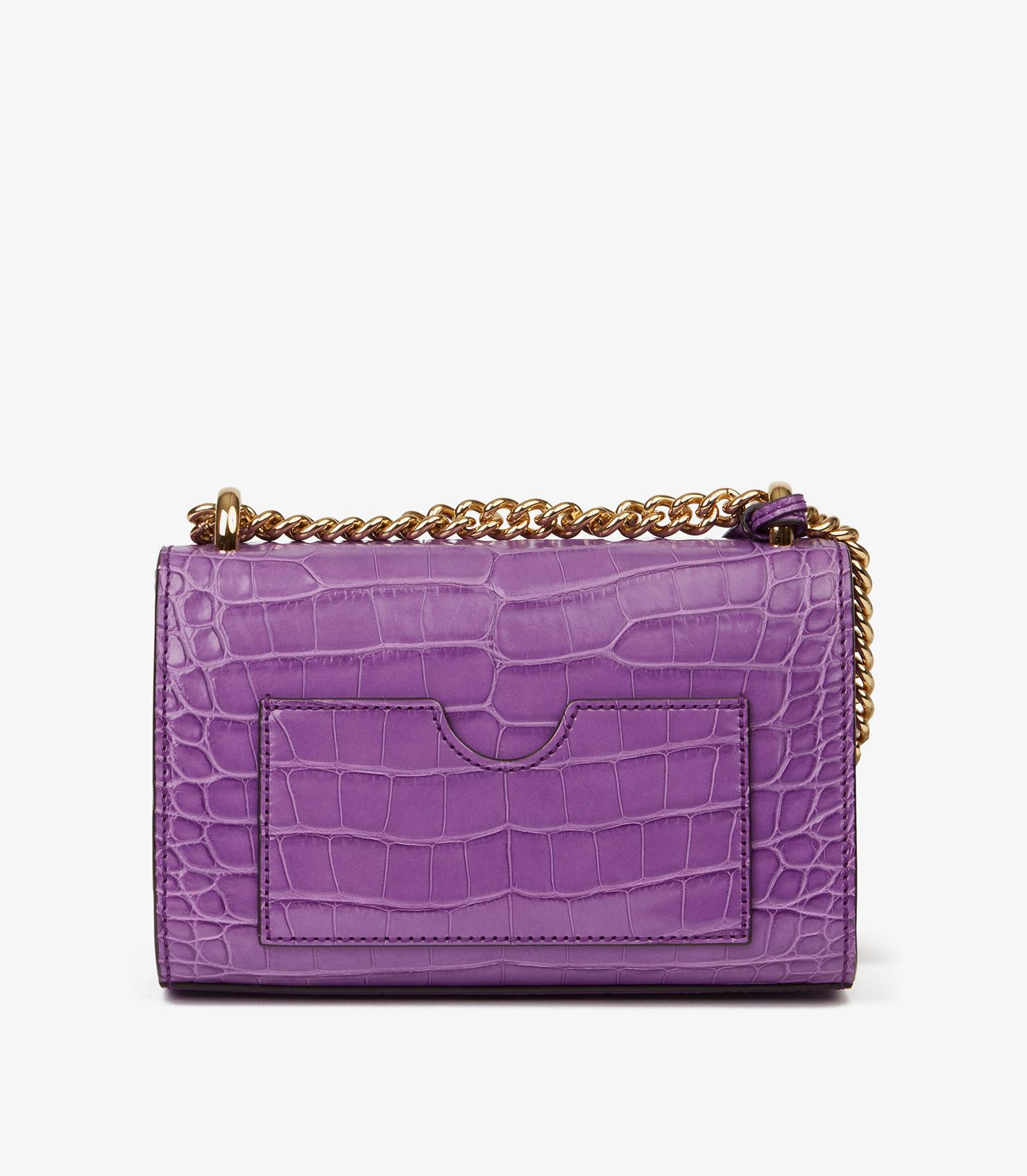 Gucci Violet Cyclamen Matte Alligator Leather Small Padlock Shoulder Bag In Excellent Condition For Sale In Bishop's Stortford, Hertfordshire