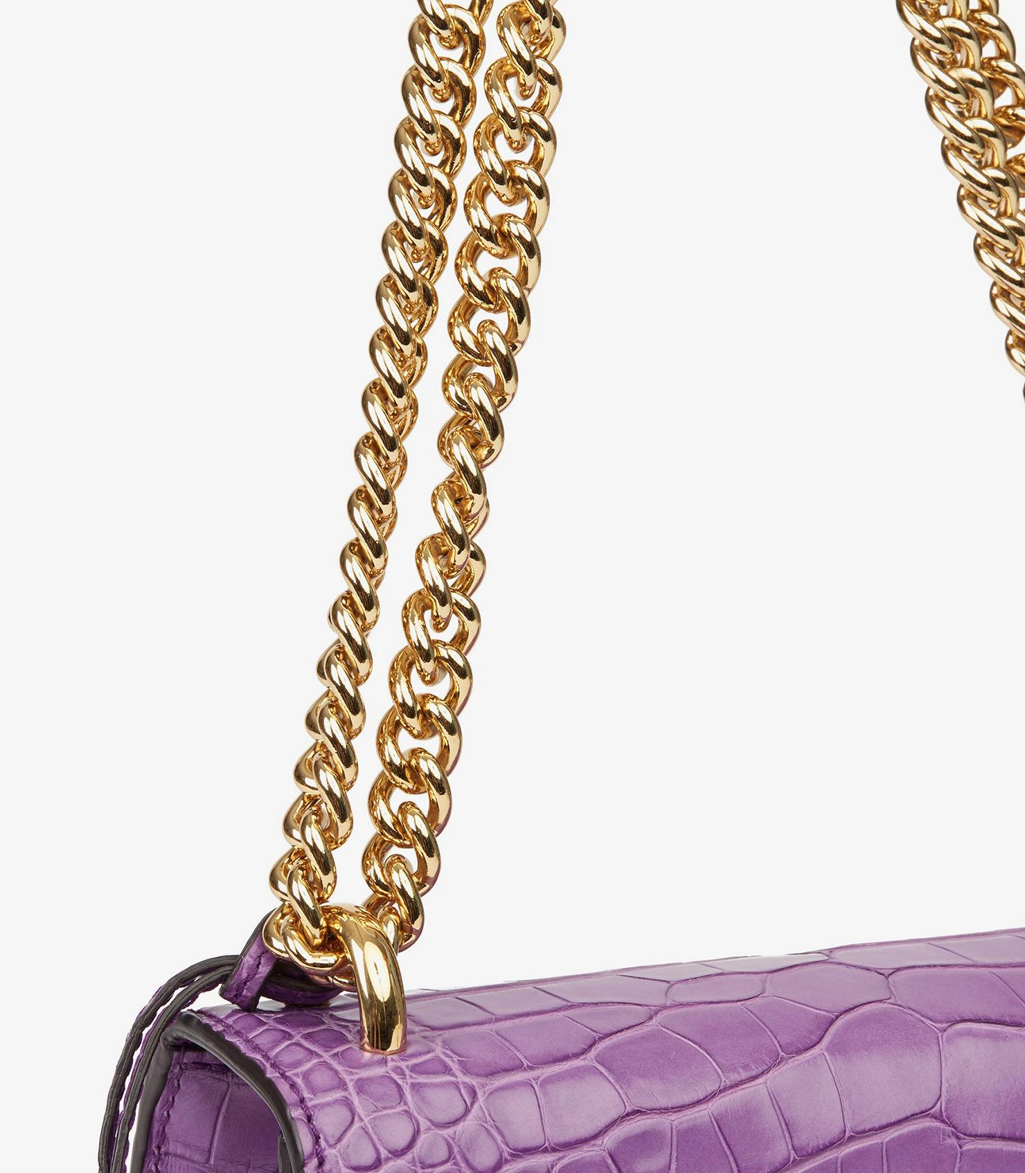 Gucci Violet Cyclamen Matte Alligator Leather Small Padlock Shoulder Bag For Sale 2