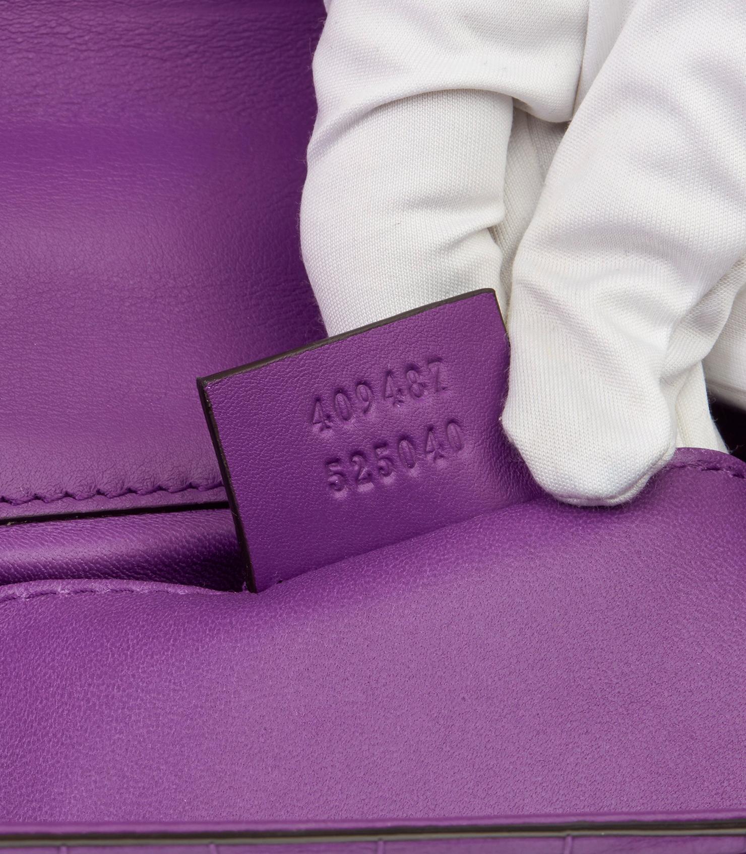 Gucci Violet Cyclamen Matte Alligator Leather Small Padlock Shoulder Bag 4