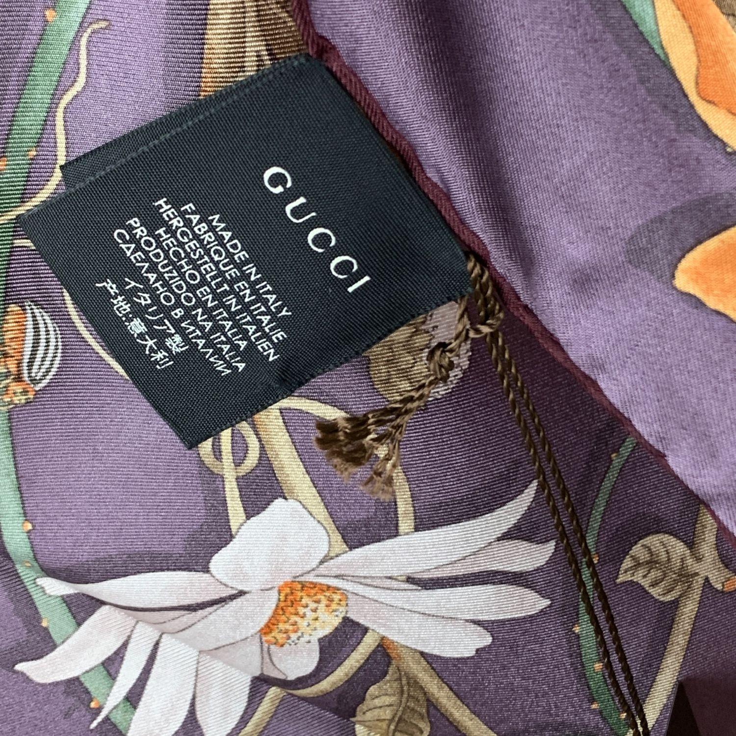 Women's Gucci Violet Silk Flower Webby Square Scarf 90 x 90 Never Worn