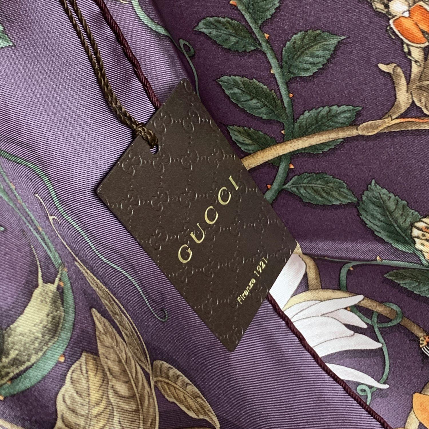 Gucci Violet Silk Flower Webby Square Scarf 90 x 90 Never Worn 1