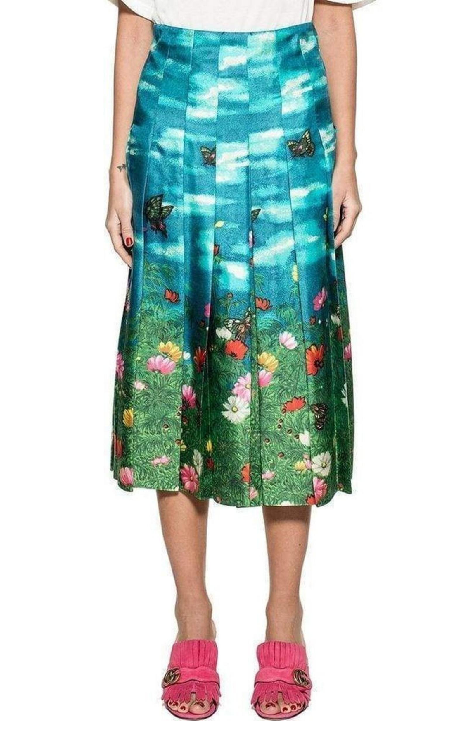 Gucci Vita Garden jupe plissée en soie  IT 36 US 0 Pour femmes en vente