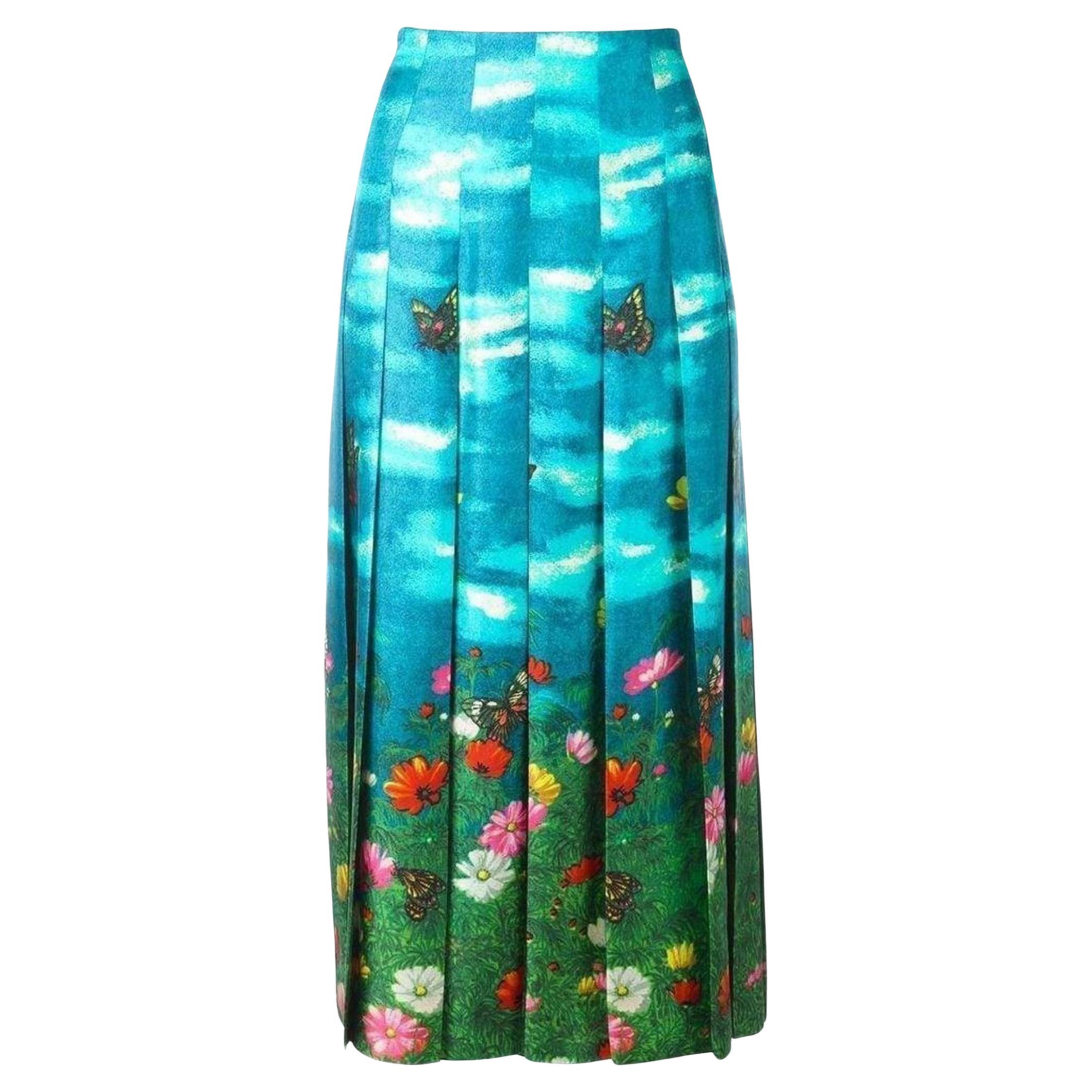 Gucci Vita Garden Pleated Silk Skirt  IT 36 US 0