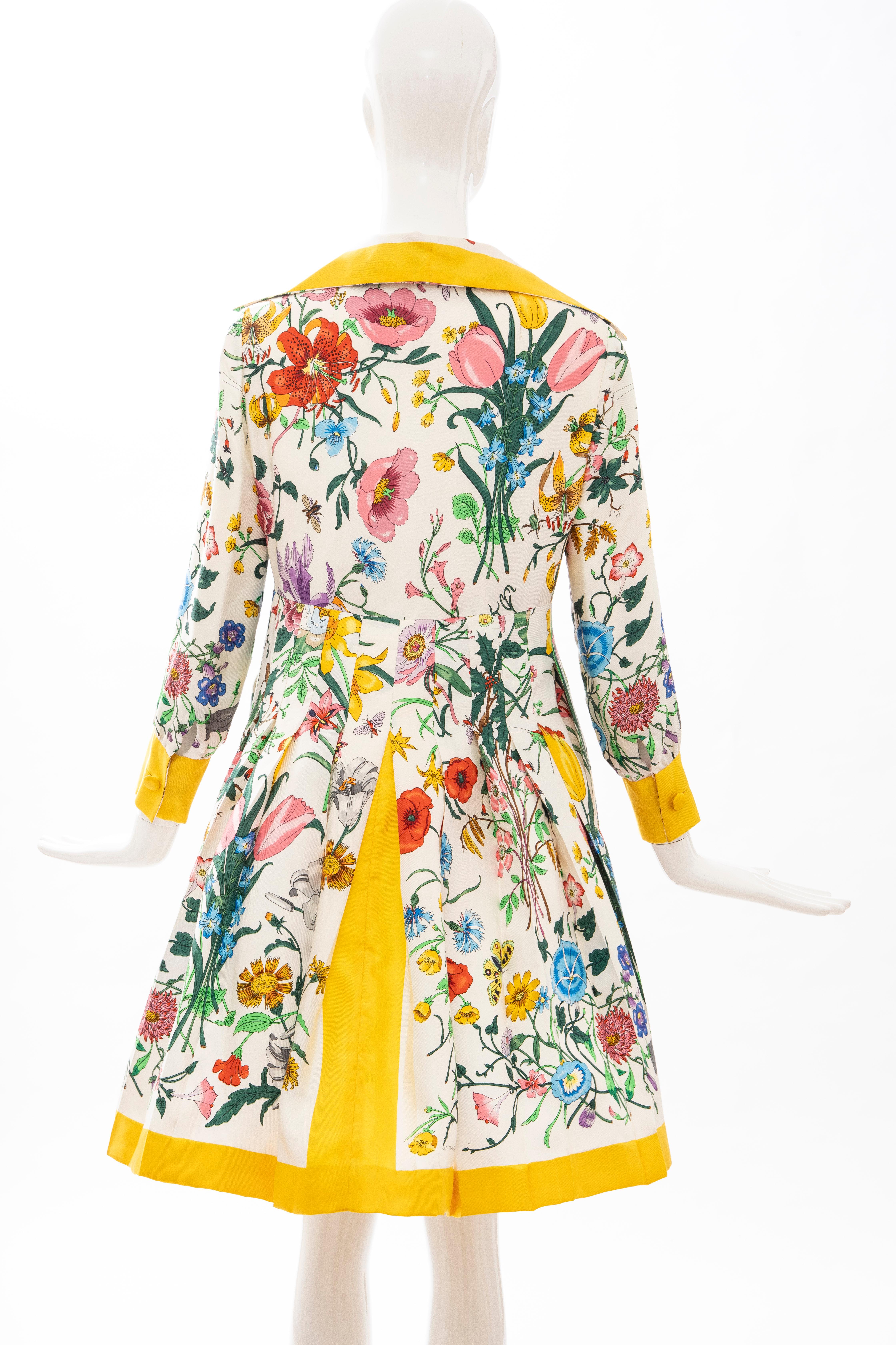 Gucci Vittorio Accornero Flora Fauna Screen Printed Silk Dress, Circa: 1970's 2