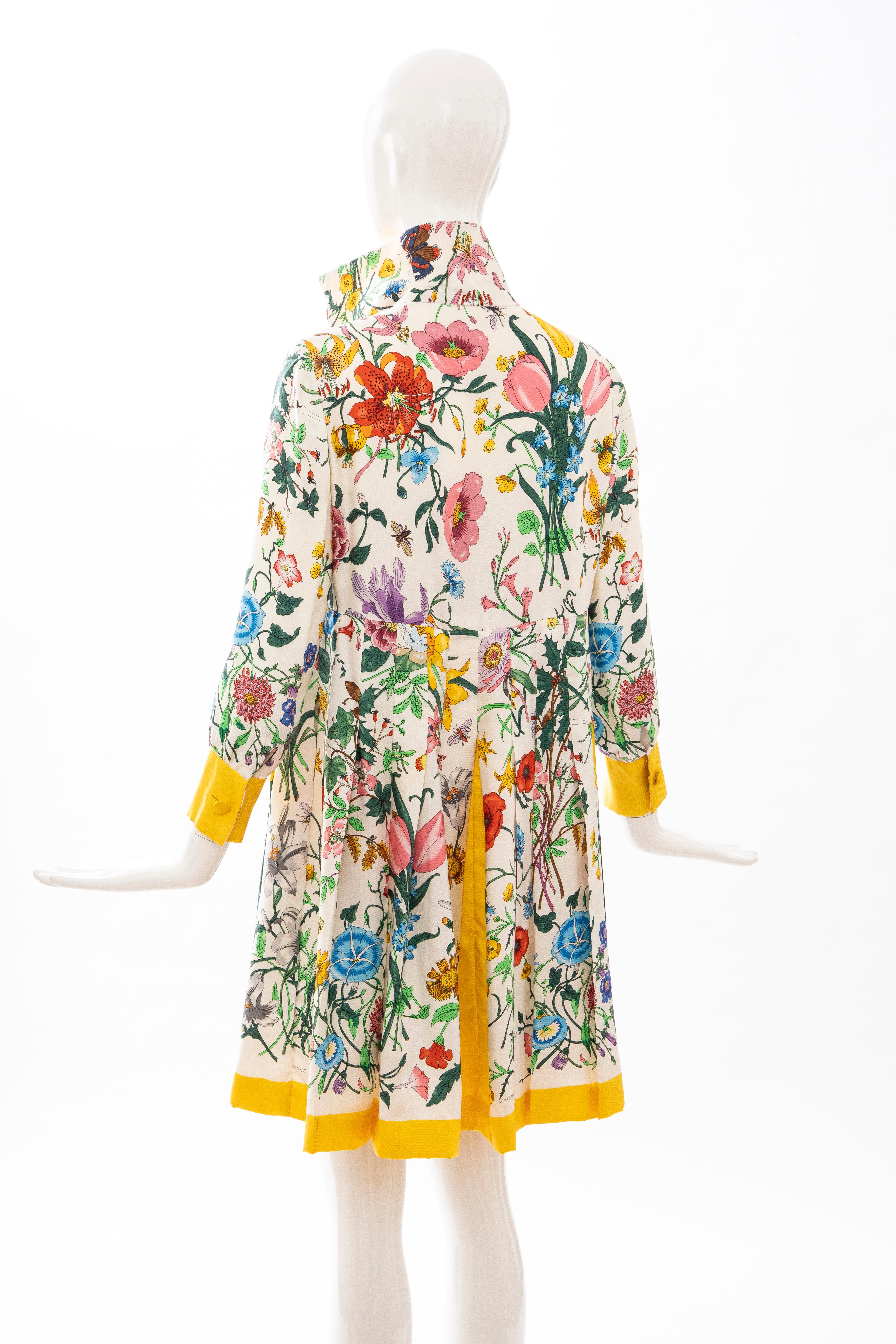 Gucci Vittorio Accornero Flora Fauna Screen Printed Silk Dress, Circa: 1970's 5