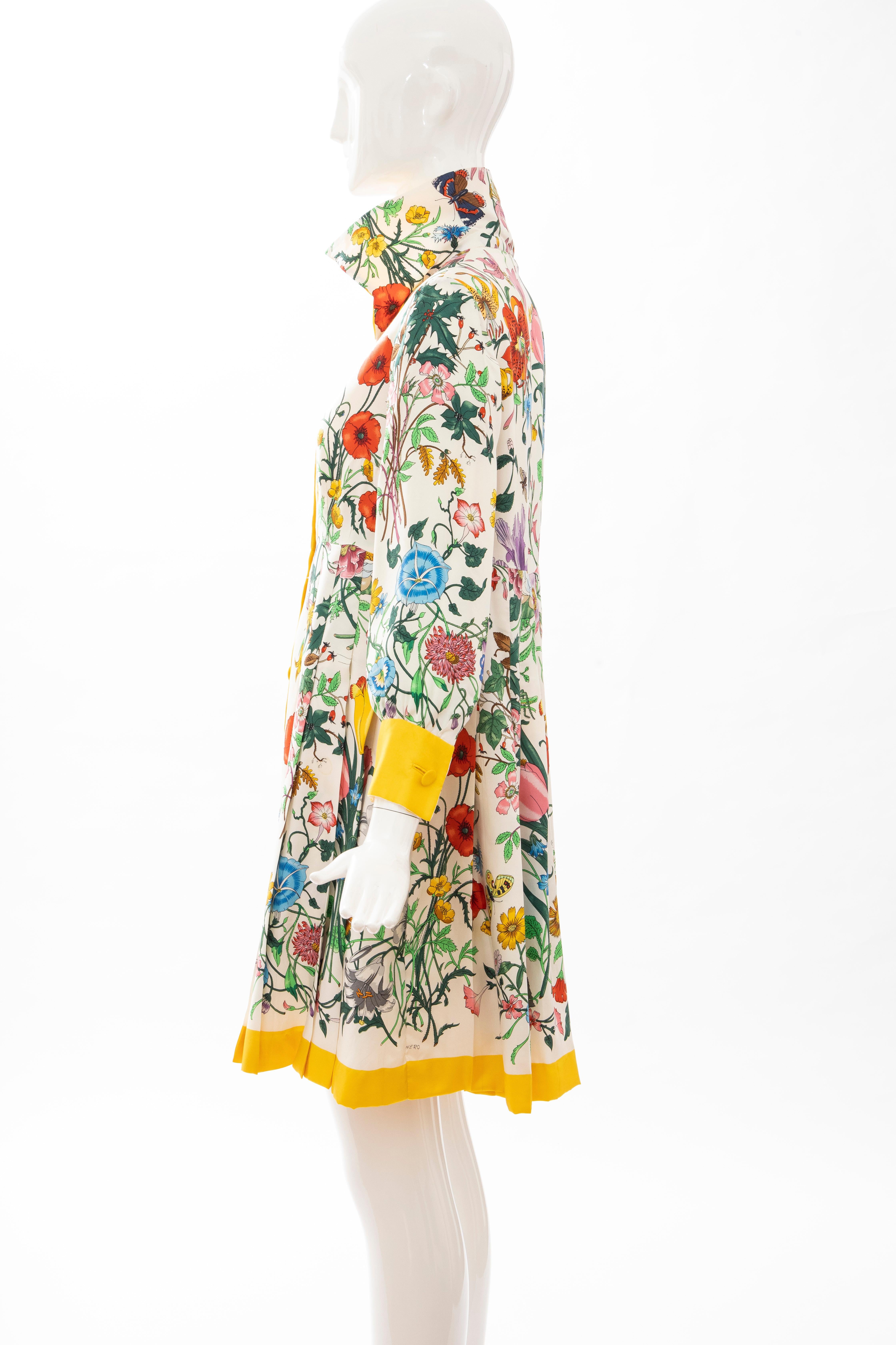 Gucci Vittorio Accornero Flora Fauna Screen Printed Silk Dress, Circa: 1970's 6