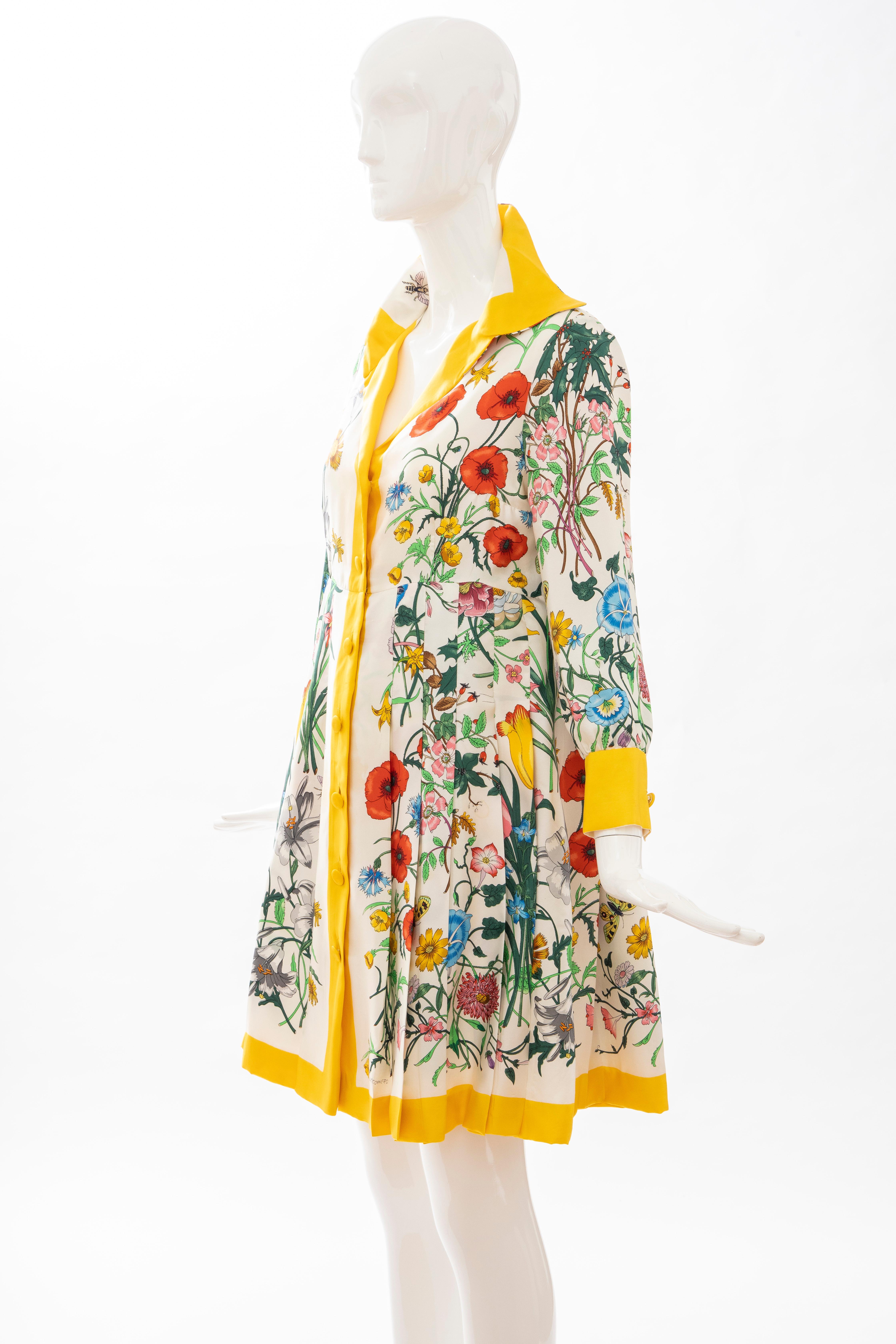 Gucci Vittorio Accornero Flora Fauna Screen Printed Silk Dress, Circa: 1970's 9