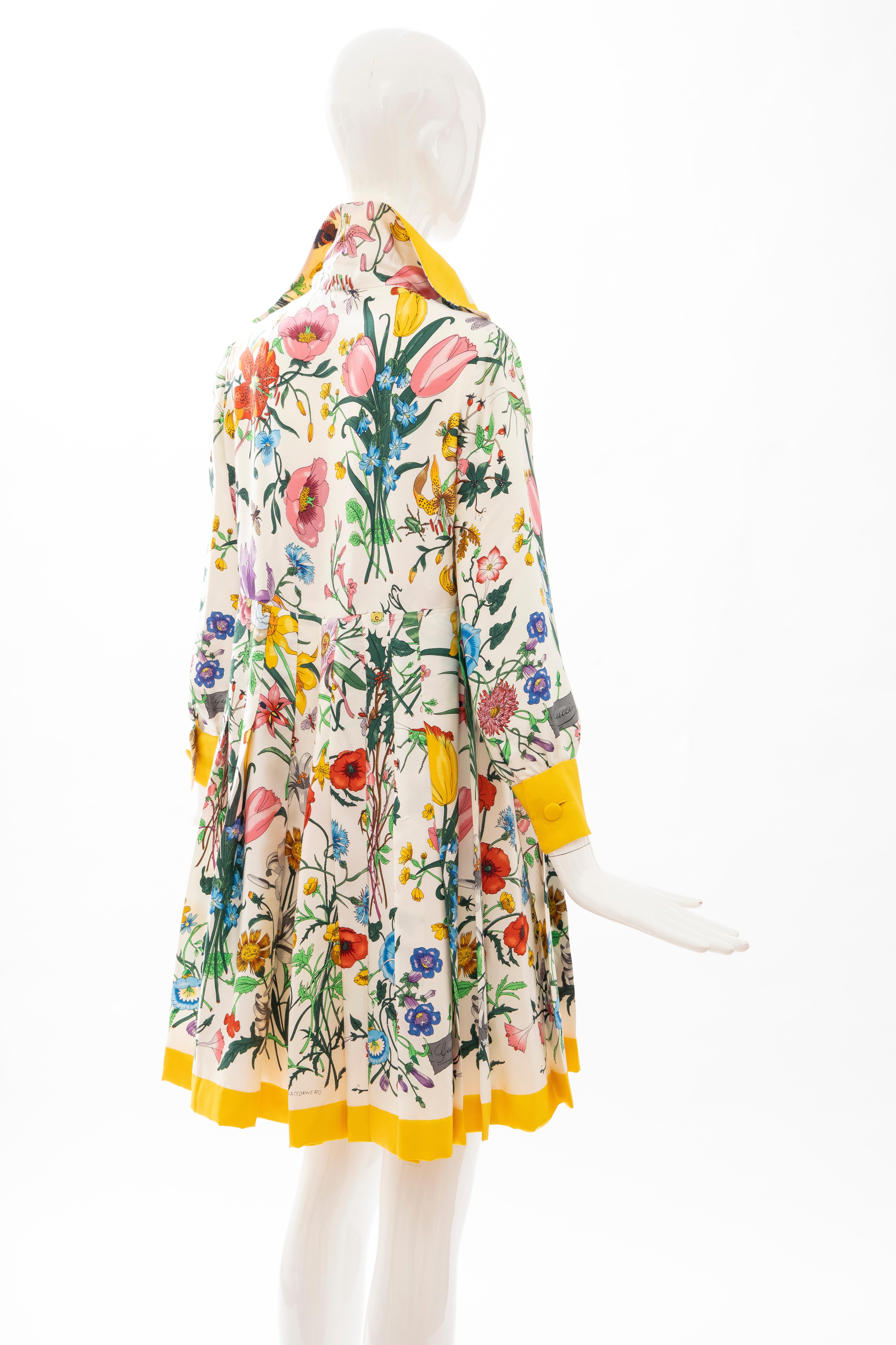 Women's Gucci Vittorio Accornero Flora Fauna Screen Printed Silk Dress, Circa: 1970's