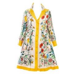 Gucci Vittorio Accornero Flora Fauna Screen Printed Silk Dress, Circa ...