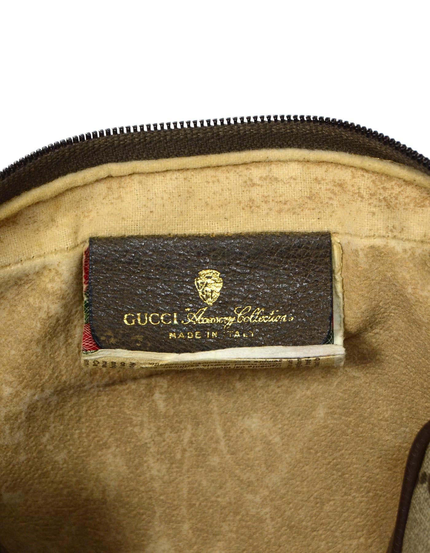 Gucci Vtg GG Monogram Supreme Canvas Clutch Bag/Cosmetic Case W/ Red/Green Web 1