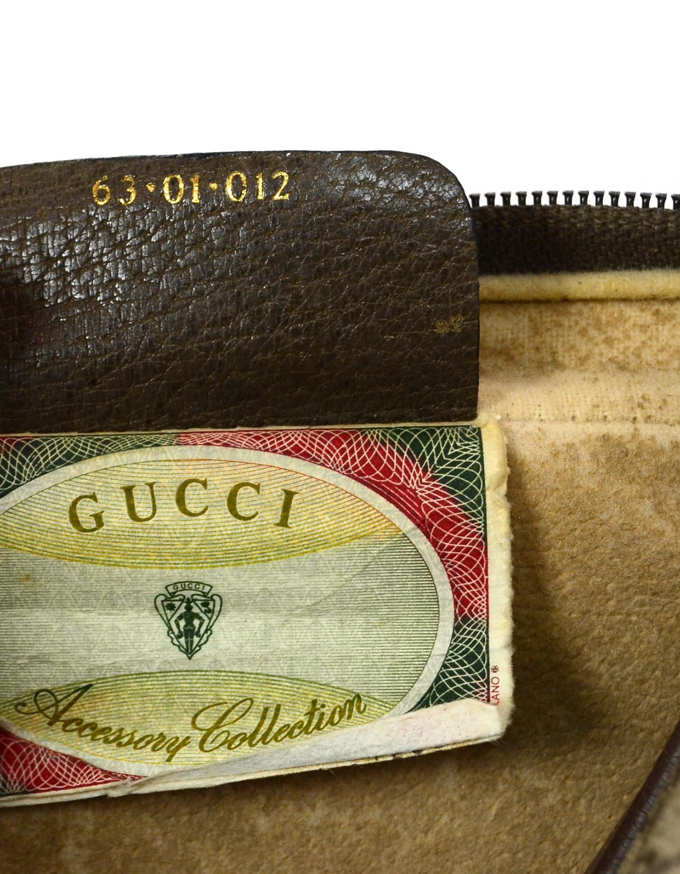 Gucci Vtg GG Monogram Supreme Canvas Clutch Bag/Cosmetic Case W/ Red/Green Web 2
