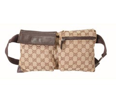 Gucci-Tasche aus beigem GG-Monogramm-Leinwand mit silberfarbenen Beschlägen