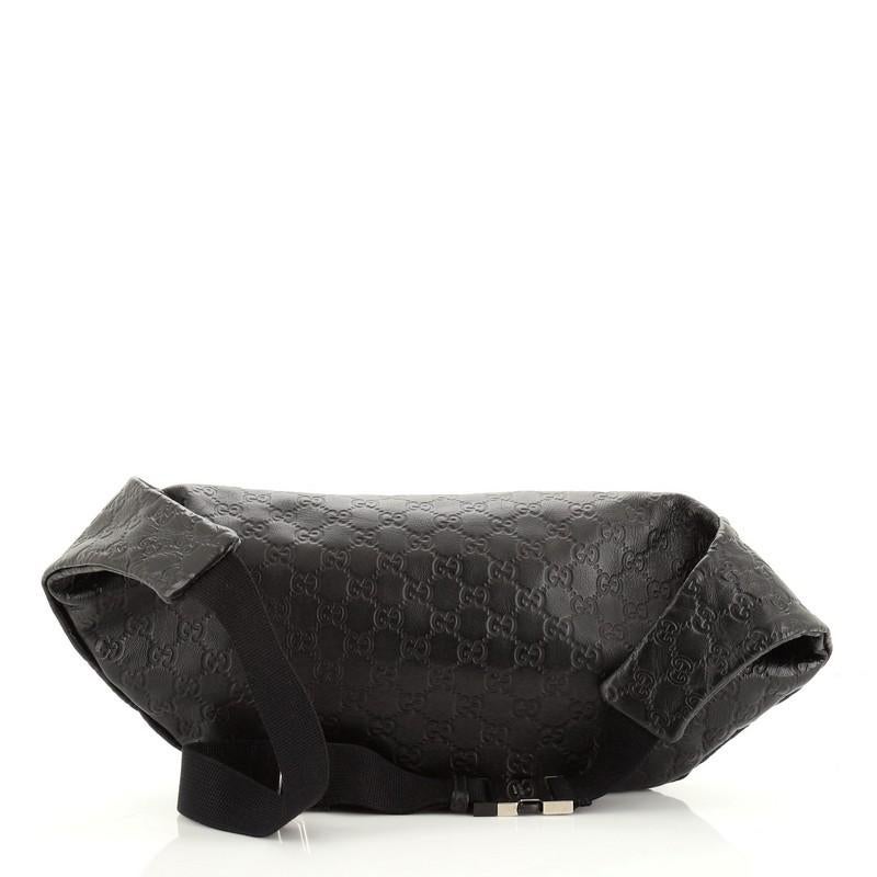 Black Gucci Waist Bag Guccissima Leather Large
