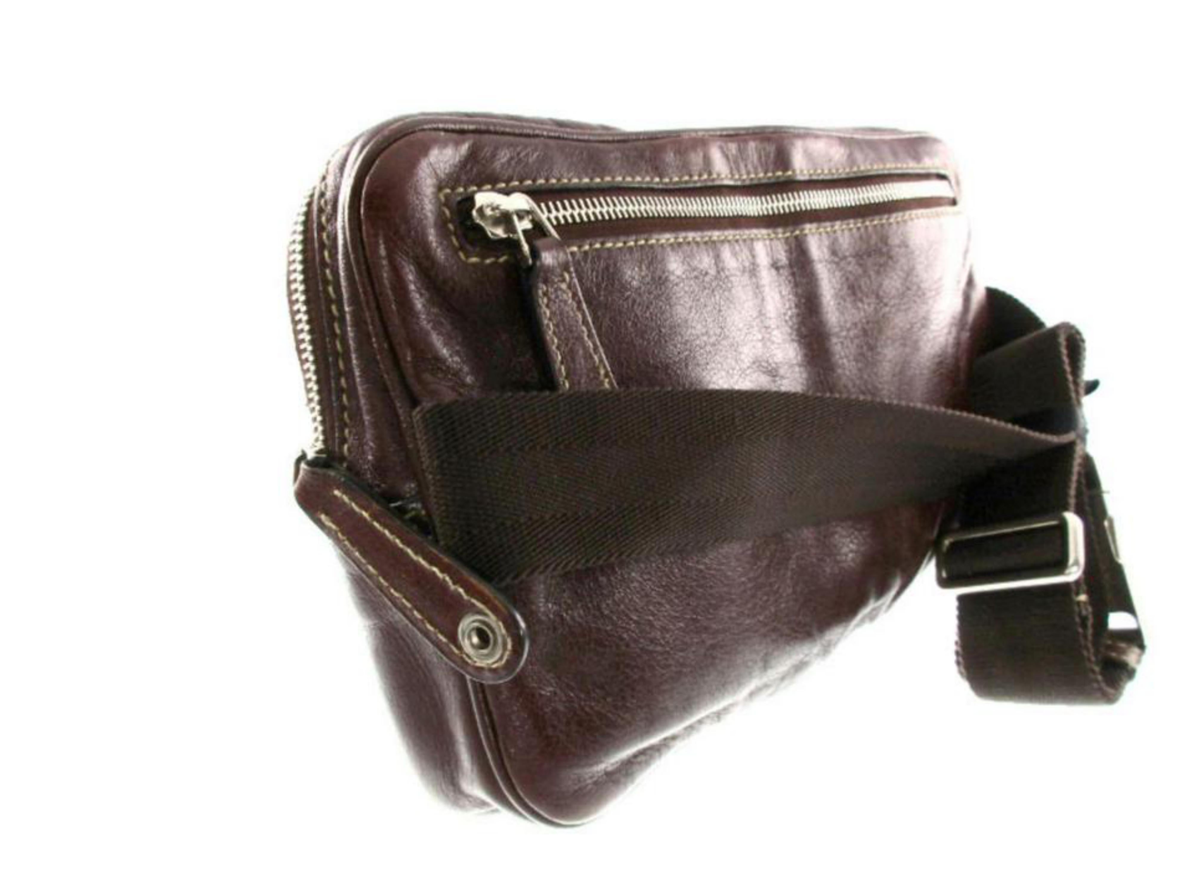 Black Gucci Waist Belt Pouch 228311 Bordeaux Leather Cross Body Bag For Sale