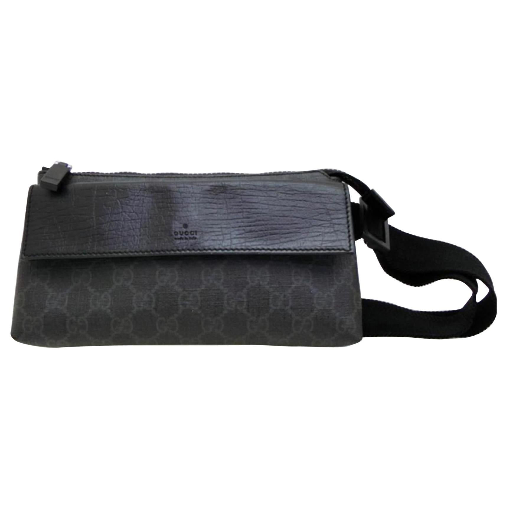 Gucci Waist Supreme Gg Belt Pouch Fanny Pack 233640 Black Leather Shoulder Bag For Sale