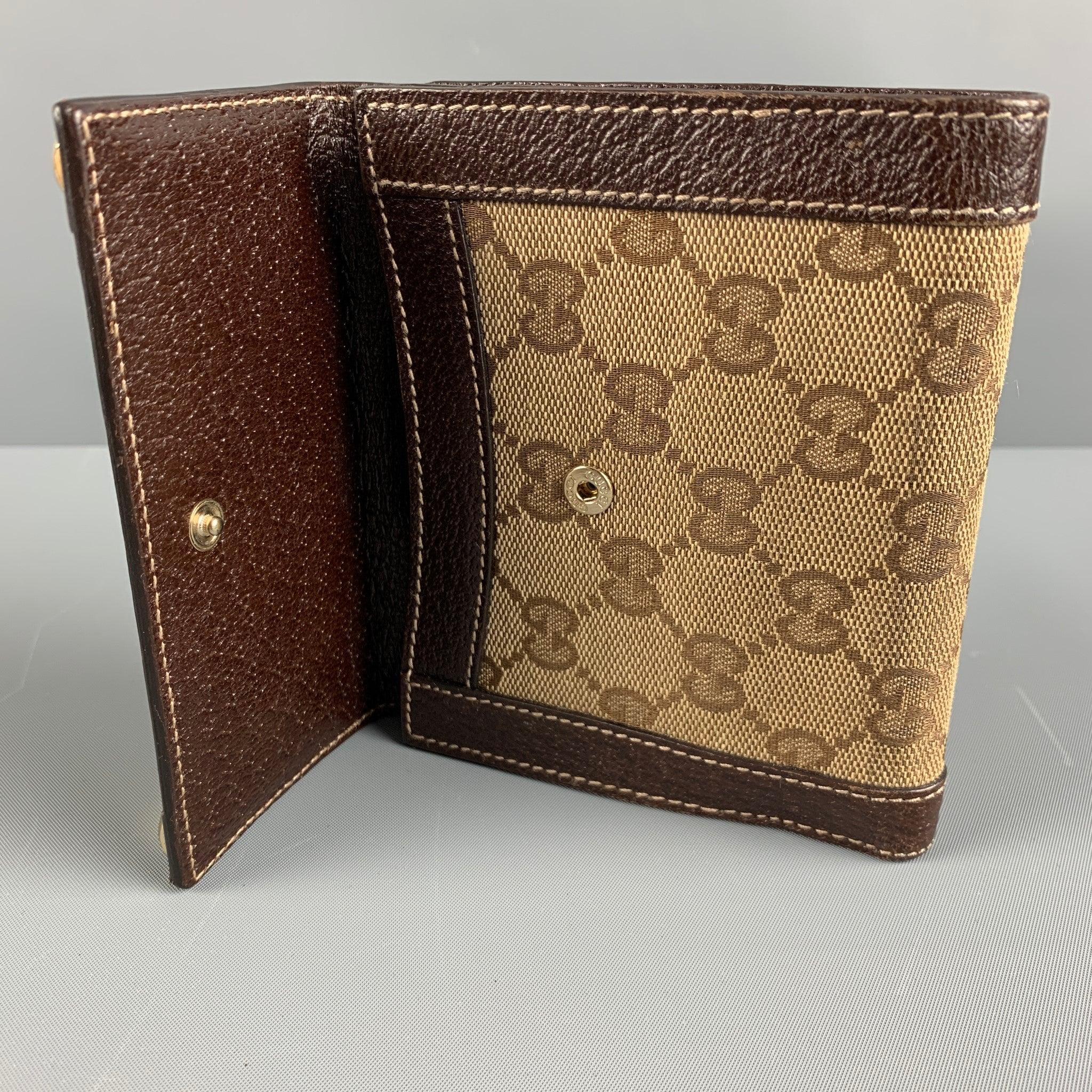 GUCCI Walet Brown Beige Monogram Canvas Leather For Sale 1