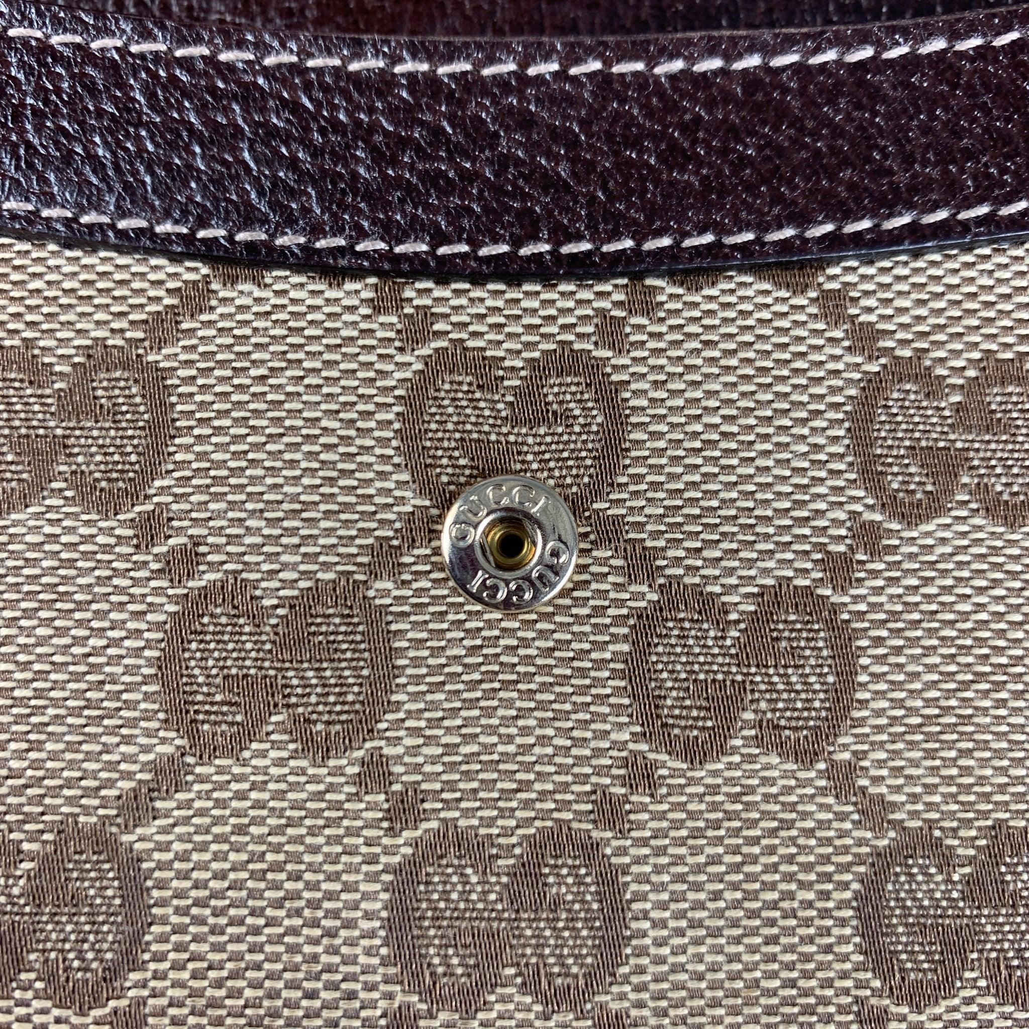 GUCCI Walet Brown Beige Monogram Canvas Leather For Sale 2