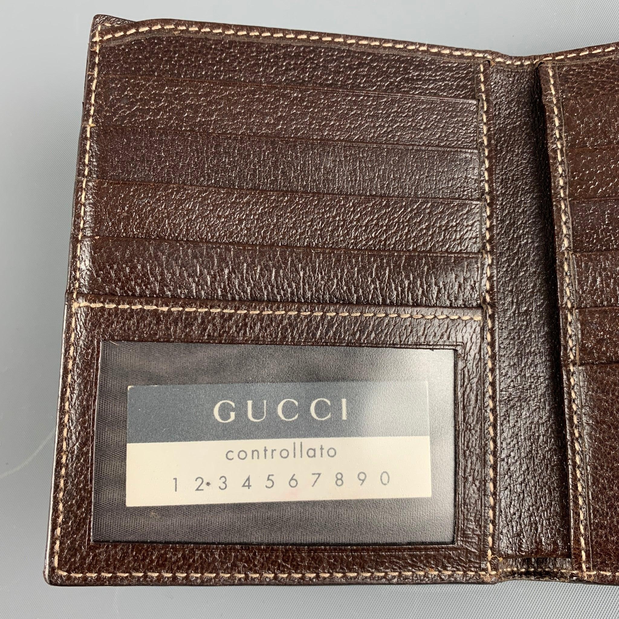 GUCCI Walet Brown Beige Monogram Canvas Leather For Sale 3