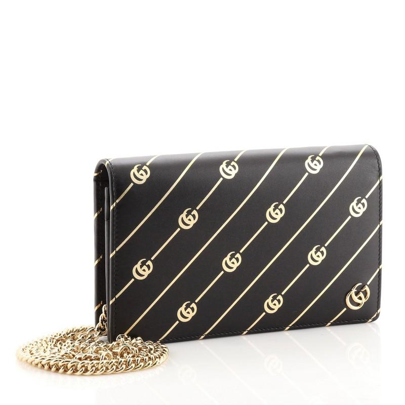 Black Gucci Wallet on Chain Diagonal GG Leather