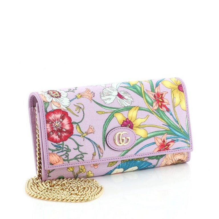 Gucci Wallet On Chain Flora Canvas For Sale at 1stdibs