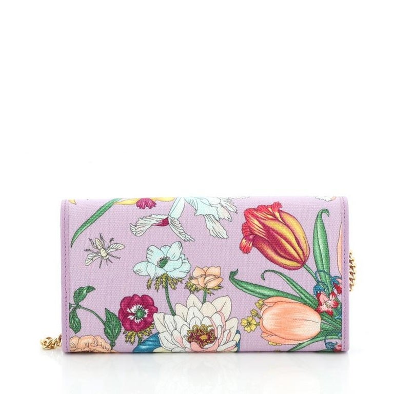 Gucci Wallet On Chain Flora Canvas at 1stDibs