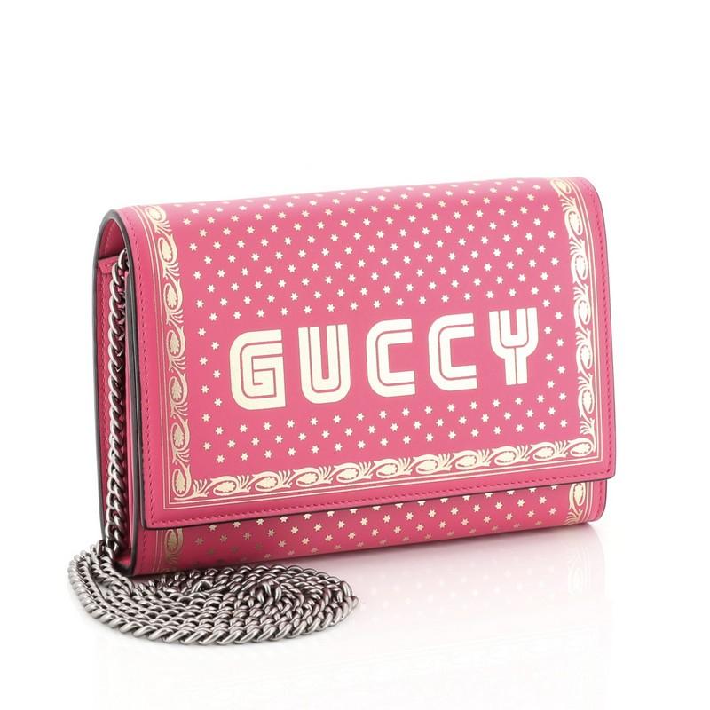 Pink Gucci Wallet on Chain Limited Edition Printed Leather