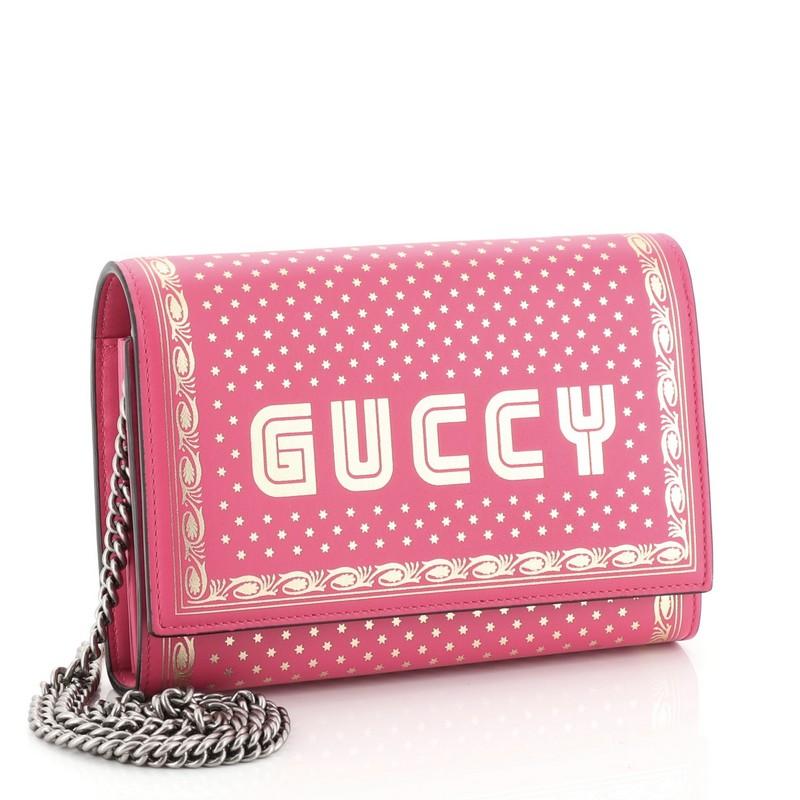 Pink Gucci Wallet On Chain Limited Edition Printed Leather