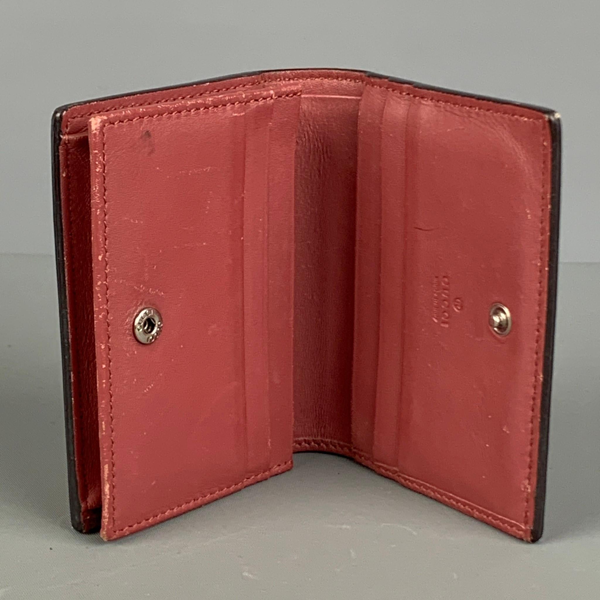 Women's GUCCI Wallet Pink Brown Floral Coated Canvas