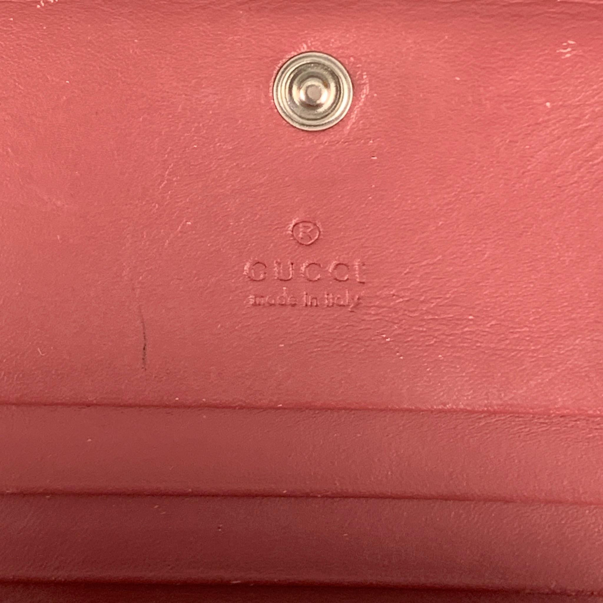 GUCCI Wallet Pink Brown Floral Coated Canvas 1