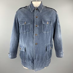 GUCCI Washed Navy Washed Corduroy Embroidered Cat ANIMALIUM Jacket